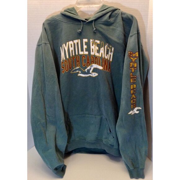 Vtg Wiseguy Y2K Sweatshirt Mn XL Green Hoodie Myrtle Beach Grunge Skater Street - Picture 1 of 11